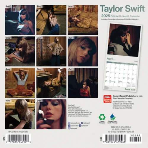 TAYLOR SWIFT OFFICIAL 2025 MINI 7X7 INCH CALENDAR - Image 4